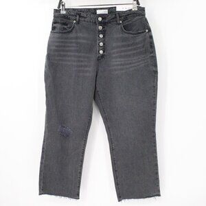 NWT LOFT Jeans Womens 31 Curvy exposed Button Fresh Cut High Rise Straight Crop